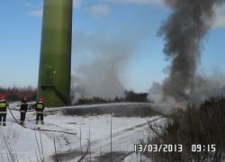 Pożar wiatraka w Jęczewie - 13.03.2013
