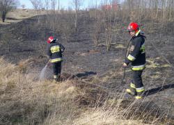 Pożar suchej trawy w Jęczewie - 09.04.2015