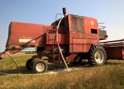 Pożar kombajnu w Gniewinie - 16.08.2015