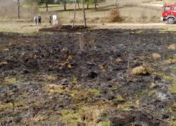 Pożar suchej trawy w Perlinie - 05.04.2016