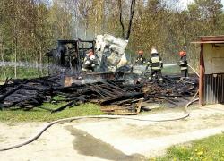Pożar pomieszczenia gospodarczego w Lisewie - 10.05.2018