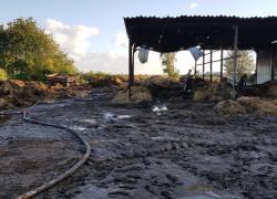Pożar pogorzeliska balotów siana w Bychowie - 05.09.2019