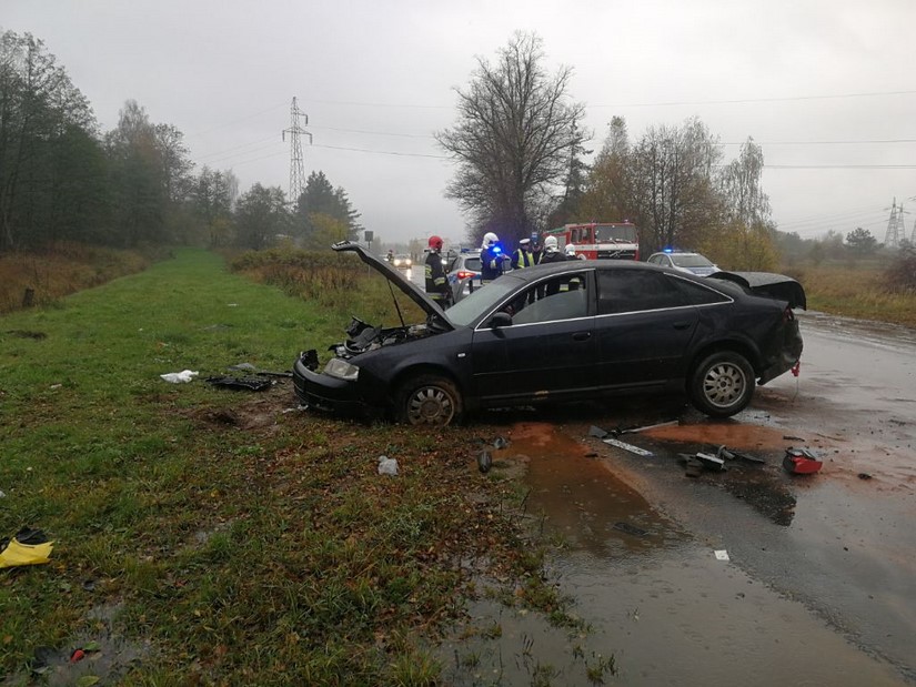 Wypadek samochodowy w Czymanowie 04.11.2019 OSP Nadole