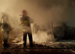 Pożar samochodu w Bychowie - 19.01.2020
