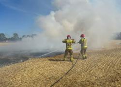 Pożar zboża na pniu i ścierniska w Strzebielinku - 09.07.2023