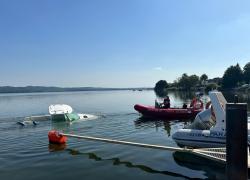 Podtopiona łódź na jeziorze Żarnowieckim - 12.09.2023