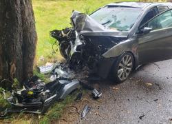Wypadek samochodowy na trasie Opalino-Rybno